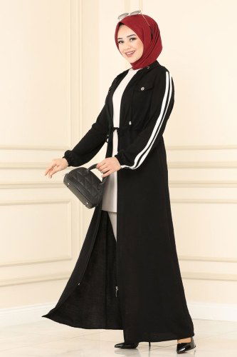 moda selvim PL8046 اسود وسكري فراجه - Thumbnail