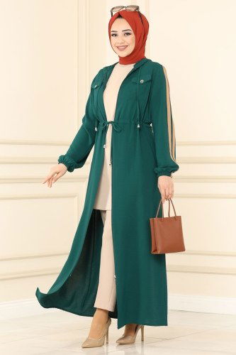 moda selvim Abaya PL8046 Emerald - Thumbnail