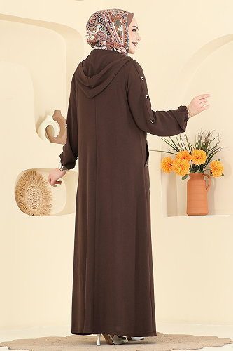 moda selvim Abaya PL8065 Brown - Thumbnail