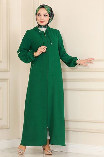 moda selvim Abaya PL8065 Emerald - Thumbnail