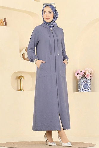 moda selvim Abaya PL8065 Gray - Thumbnail