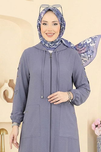 moda selvim Abaya PL8065 Gray - Thumbnail