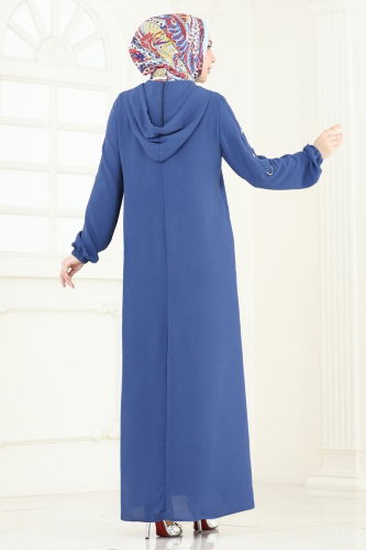 moda selvim Abaya PL8065 Indigo - Thumbnail