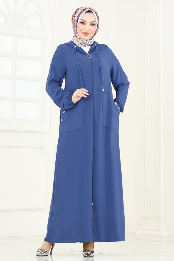 Modaselvim Plus Size Abaya Abaya PL8065 Indigo