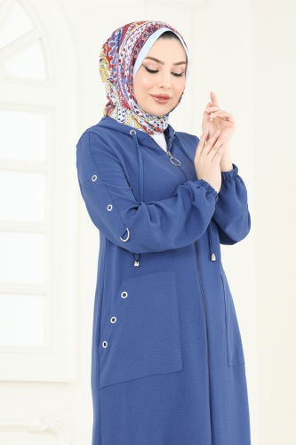 moda selvim Abaya PL8065 Indigo - Thumbnail