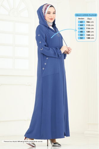 moda selvim Abaya PL8065 Indigo - Thumbnail