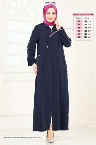 moda selvim Abaya PL8065 Navy Blue - Thumbnail