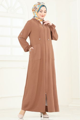 moda selvim Abaya PL8065 Tan - Thumbnail