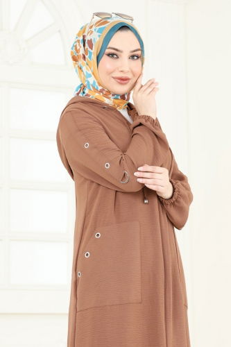 moda selvim Abaya PL8065 Tan - Thumbnail