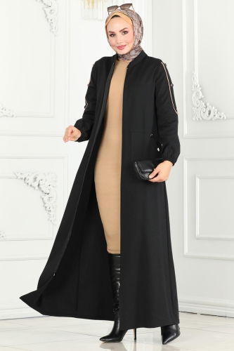 moda selvim Abaya PL9076 Black - Thumbnail