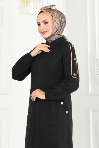 moda selvim Abaya PL9076 Black - Thumbnail