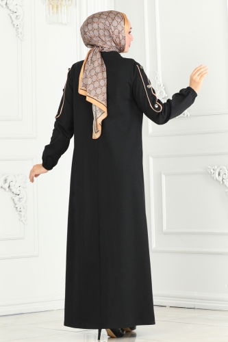 moda selvim Abaya PL9076 Black - Thumbnail