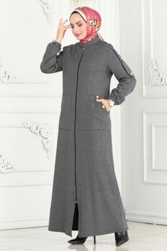 moda selvim Abaya PL9076 Gray - Thumbnail