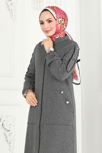 moda selvim Abaya PL9076 Gray - Thumbnail