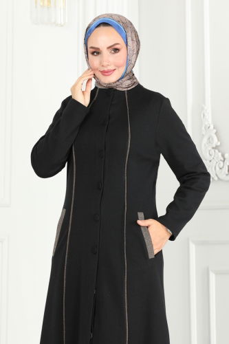 moda selvim Abaya PL9077 Black - Thumbnail