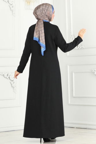 moda selvim Abaya PL9077 Black - Thumbnail