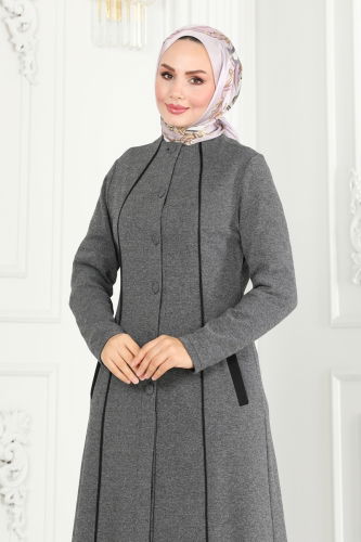 moda selvim Abaya PL9077 Gray - Thumbnail