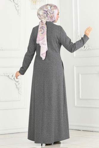 moda selvim Abaya PL9077 Gray - Thumbnail