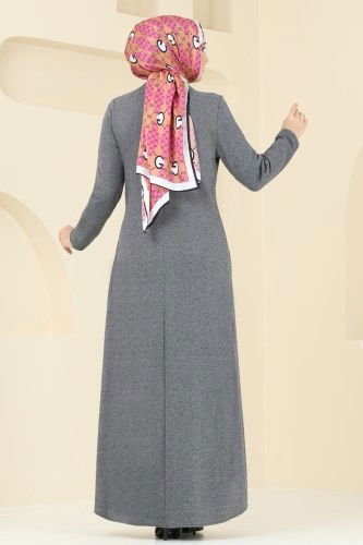 moda selvim Abaya PL9077 Gray - Thumbnail