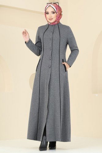 moda selvim Abaya PL9077 Gray - Thumbnail