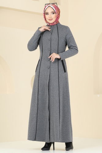 moda selvim Abaya PL9077 Gray - Thumbnail