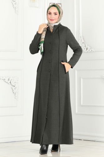 moda selvim Abaya PL9077 Khaki - Thumbnail