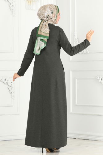 moda selvim Abaya PL9077 Khaki - Thumbnail