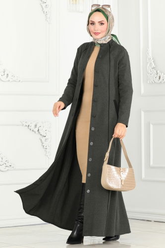 moda selvim Abaya PL9077 Khaki - Thumbnail