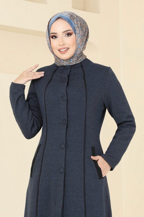 Abaya PL9077 Navy Blue - 4