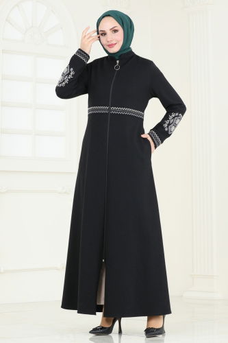 moda selvim Abaya PL9087 Black - Thumbnail