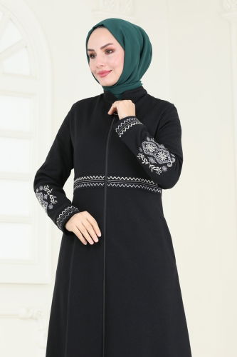 moda selvim Abaya PL9087 Black - Thumbnail