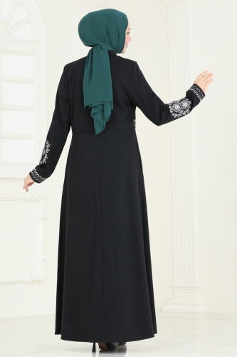 moda selvim Abaya PL9087 Black - Thumbnail