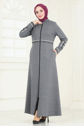 moda selvim Abaya PL9087 Gray - Thumbnail