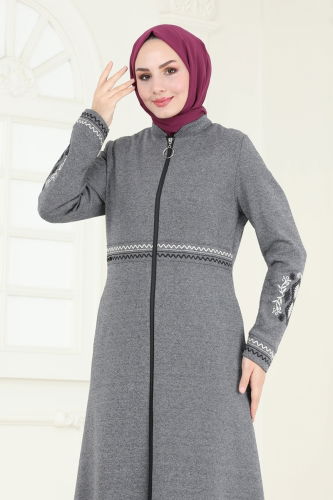 moda selvim Abaya PL9087 Gray - Thumbnail