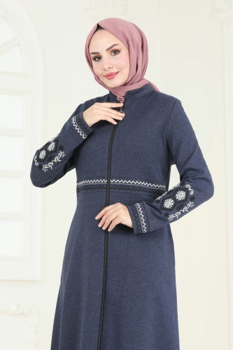 moda selvim Abaya PL9087 Navy Blue - Thumbnail