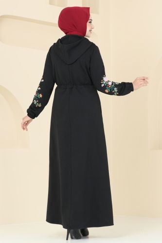 moda selvim Abaya PL9088 Black - Thumbnail