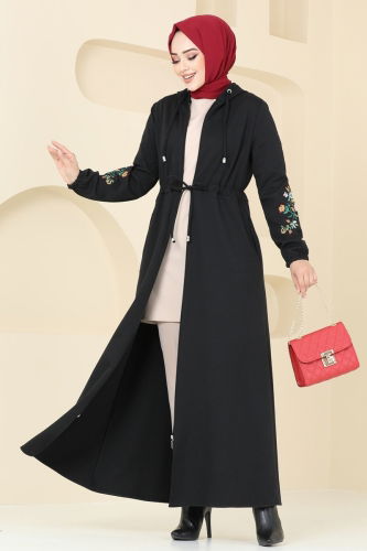 moda selvim Abaya PL9088 Black - Thumbnail