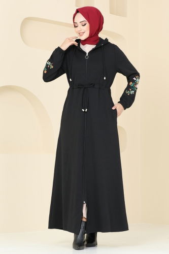 moda selvim Abaya PL9088 Black - Thumbnail