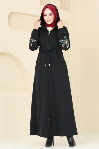 moda selvim Abaya PL9088 Black - Thumbnail