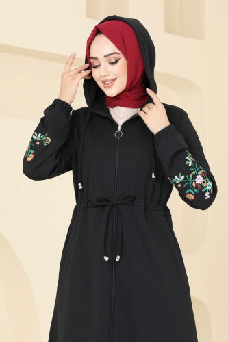 moda selvim Abaya PL9088 Black - Thumbnail