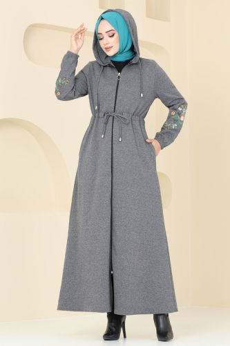 moda selvim Abaya PL9088 Gray - Thumbnail