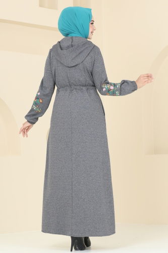 moda selvim Abaya PL9088 Gray - Thumbnail