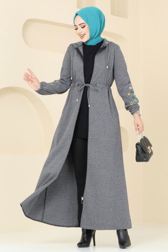 moda selvim Abaya PL9088 Gray - Thumbnail