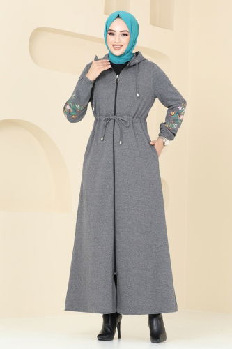 moda selvim Abaya PL9088 Gray - Thumbnail