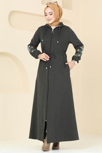 moda selvim Abaya PL9088 Khaki - Thumbnail