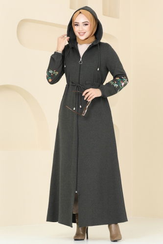 moda selvim Abaya PL9088 Khaki - Thumbnail