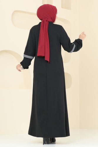 moda selvim Abaya PL9092 Black - Thumbnail