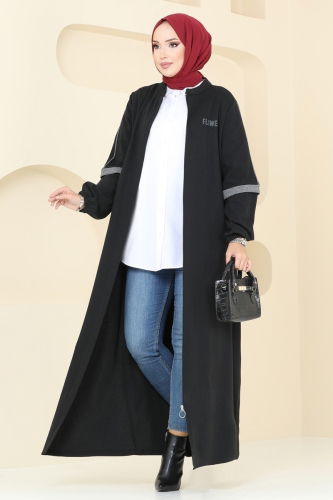 moda selvim Abaya PL9092 Black - Thumbnail