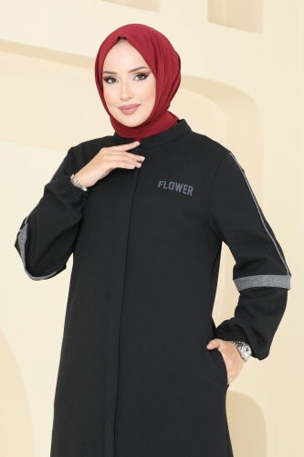 moda selvim Abaya PL9092 Black - Thumbnail