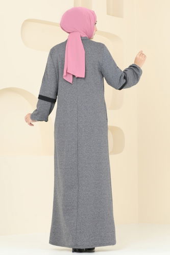 moda selvim Abaya PL9092 Gray - Thumbnail